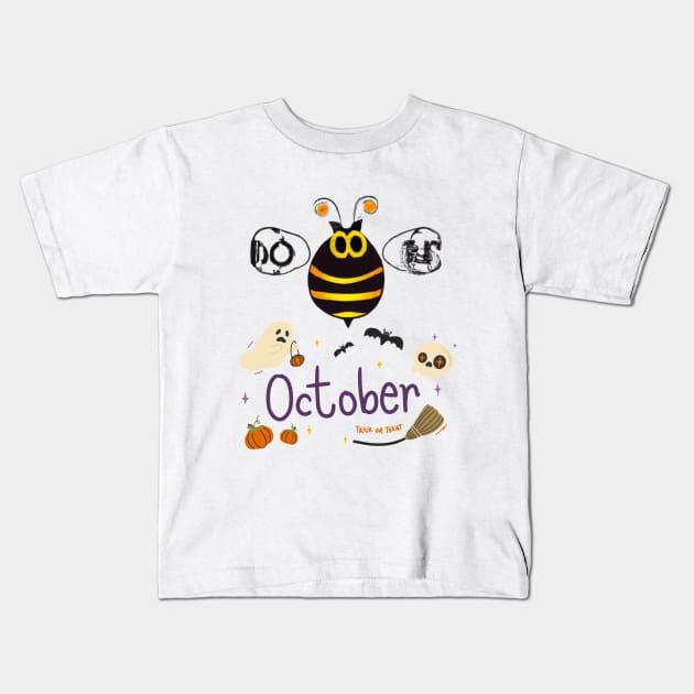 boo bees october trick or treat halloween Kids T-Shirt by Cupull